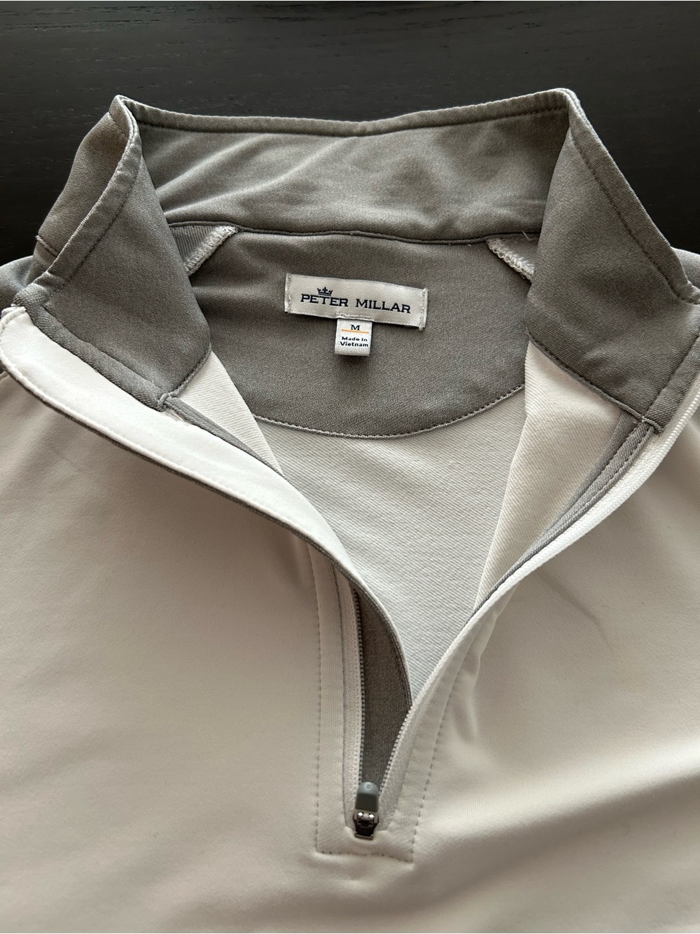 Peter Millar Men's Zip-Up Sweater in Light Gray and Gray Trim